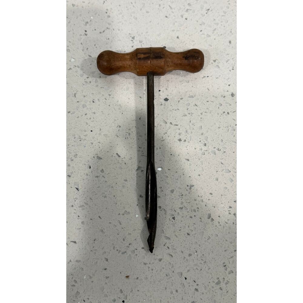 Antique Hand Gimlet Auger Drill Civil War Era Artillery Cannon Tool Metal Wood - Picture 1 of 2
